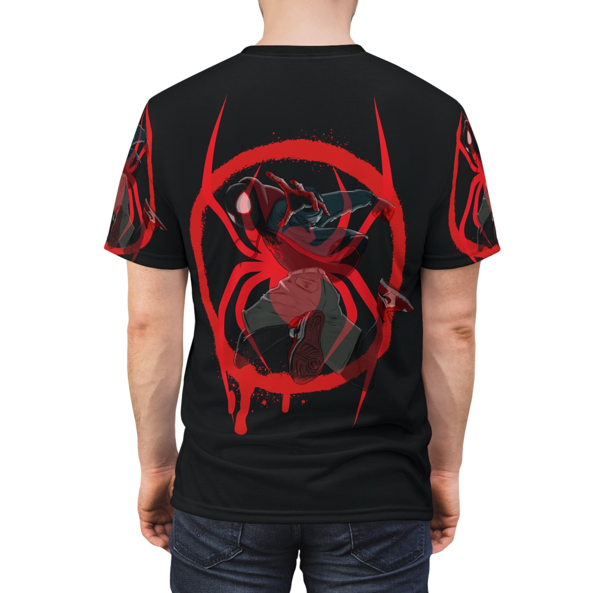 Miles Morales Unisex Cut & Sew Black Tee (AOP)