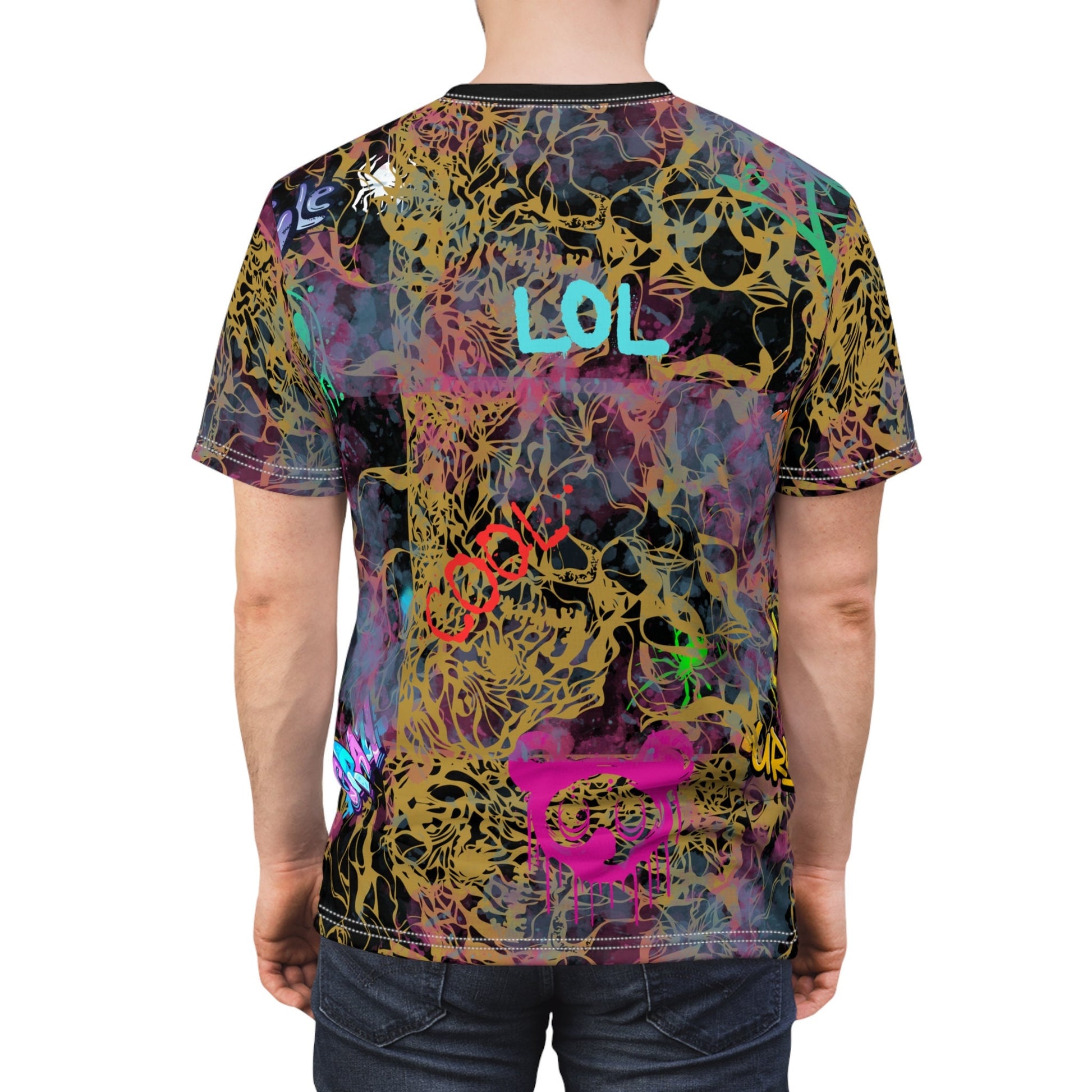 Wild-Edgy Spidey Graffiti Theme "All Over Print" Unisex Cut & Sew T-Shirt